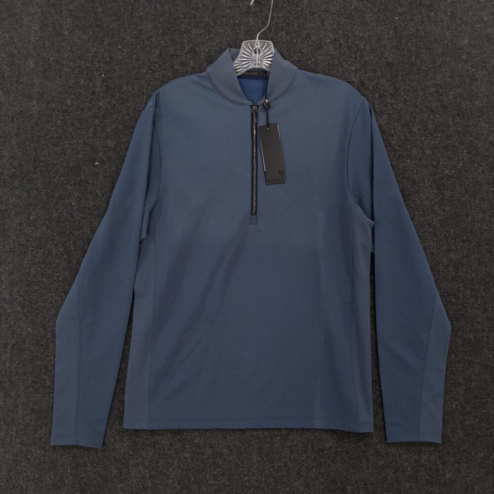 Greyson Siasconset Pullover Men's Small Blue Quarter 1/4 Zip Golf Mock Neck